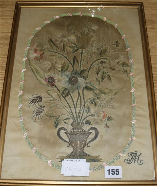 A late 18th / early 19th century silkwork panel, 16 x 11in.